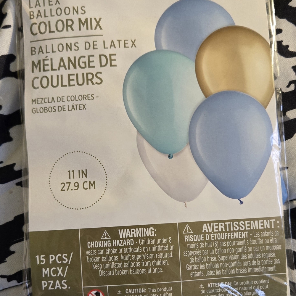 Color Mix Latex Balloons - Blue, Gold, White